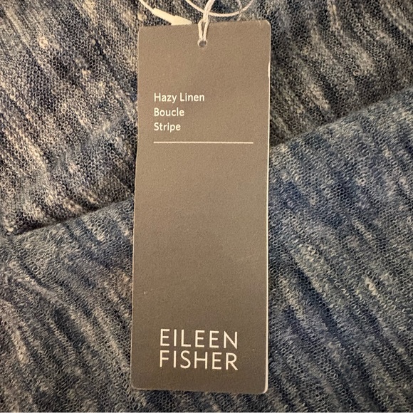 Eileen Fisher Hazy Striped Linen Poncho blue - Picture 4 of 5